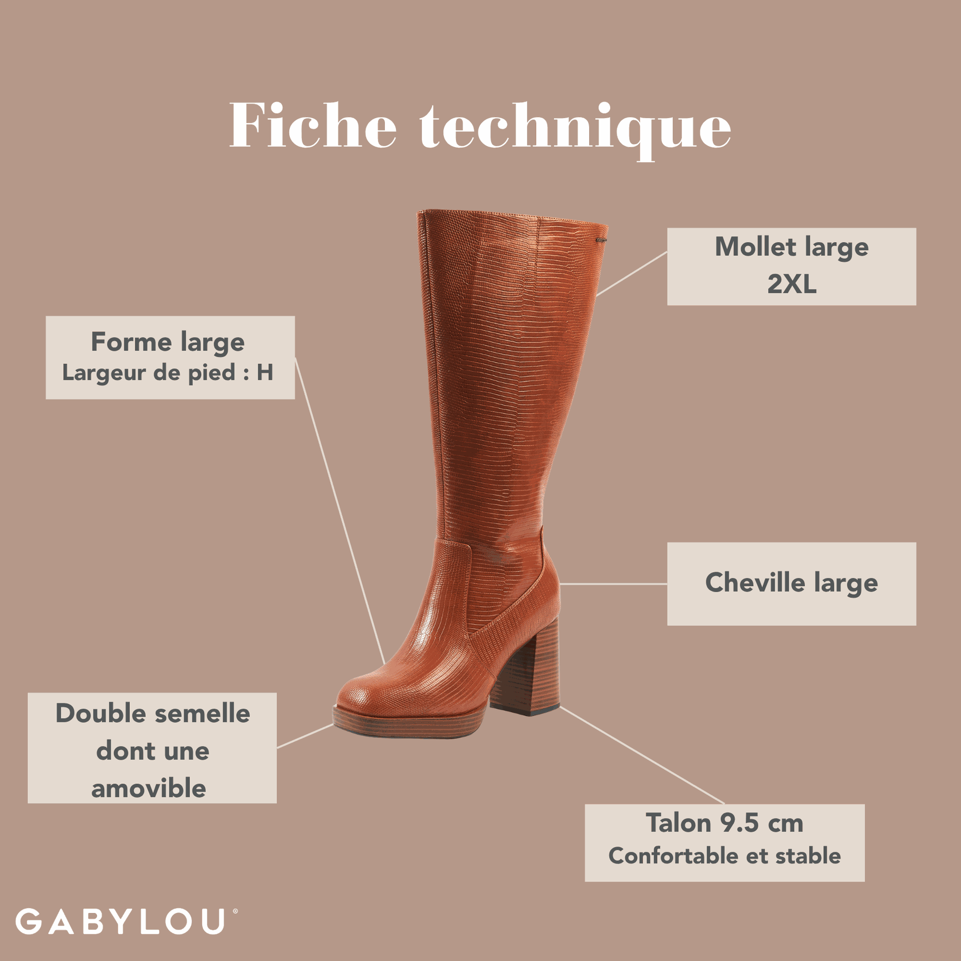 Gabylou - Wholesale Boots - Women's - 2XL Boots for Wide Calves - Model Melissa18