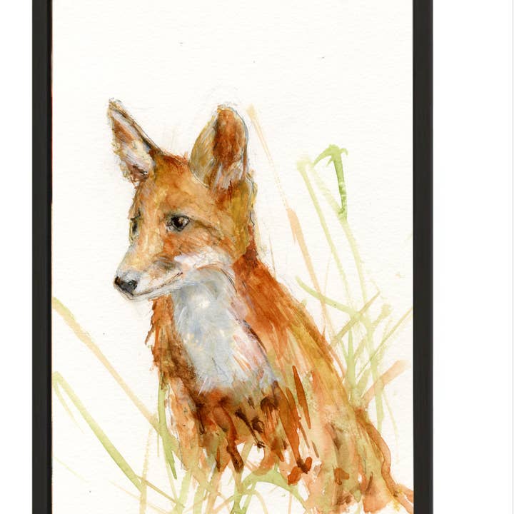 Limited Edition Framed Canvas Wall Art Oliver the Fox for wholesale by Wendy Laverick