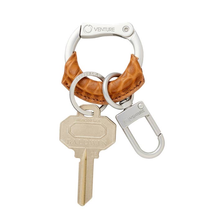 Porte-clés pour hommes - Porte-clés O-Boy en cuir cognac élégant pour la vente par Oventure