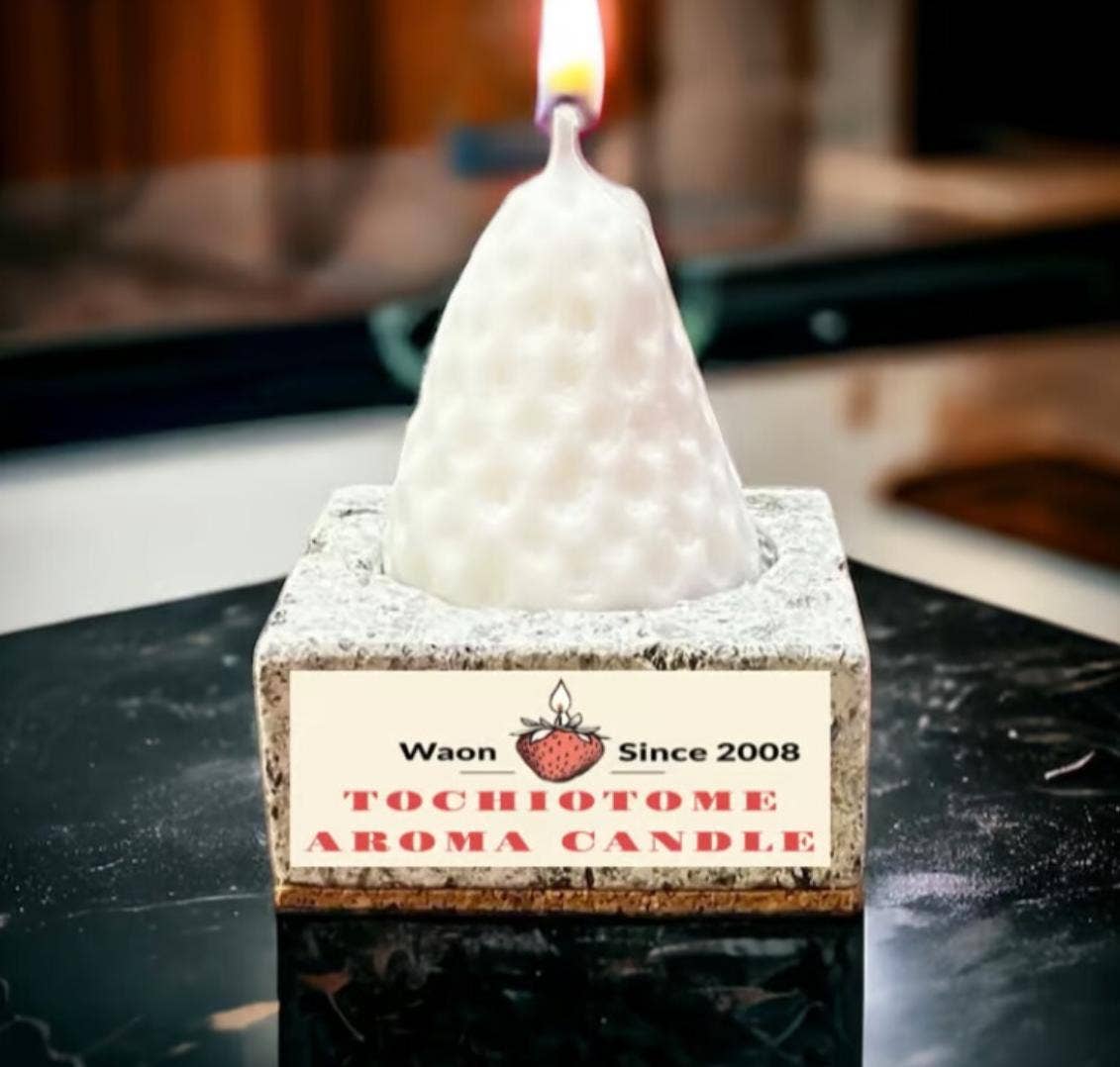 「FUNJI」In Japan - Wholesale Novelty Candle - Strawberry Soy Candle with Oya Stone Tray5