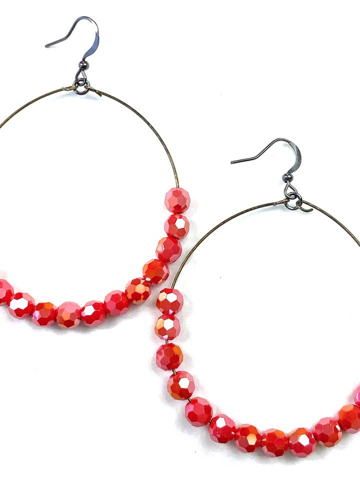 ER-Simple Beaded Orange Hoop Earrings for wholesale by Lost & Found Trading