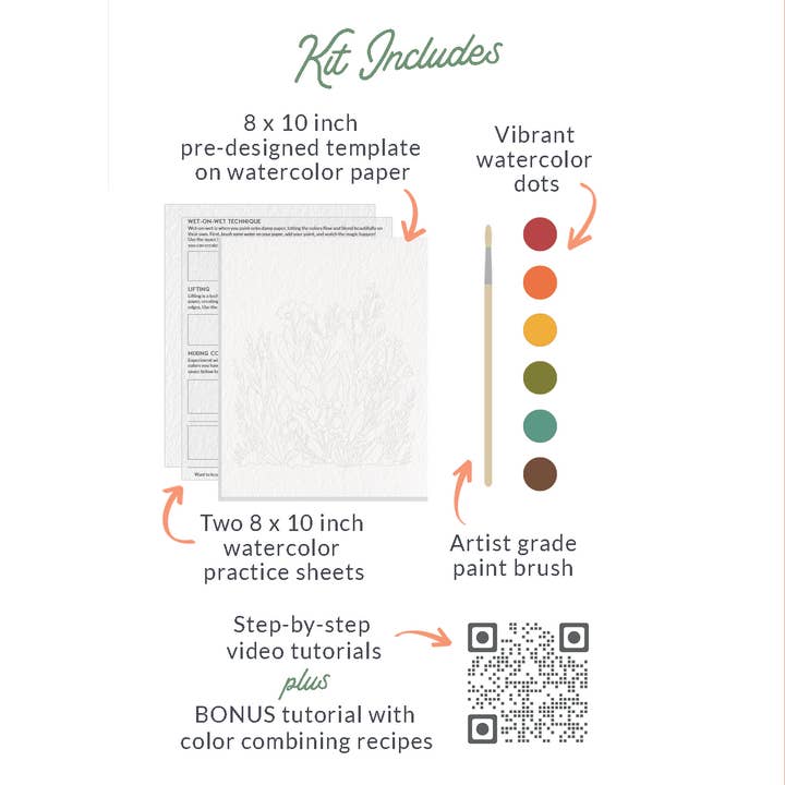 Breathe People - Wholesale DIY Craft Kit - All-In-One Beginner Watercolor Kit - Wildflowers