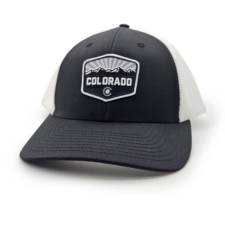 Black/White CO Patch - Richardson Performance Trucker Hat for wholesale by ColoradoCool Apparel