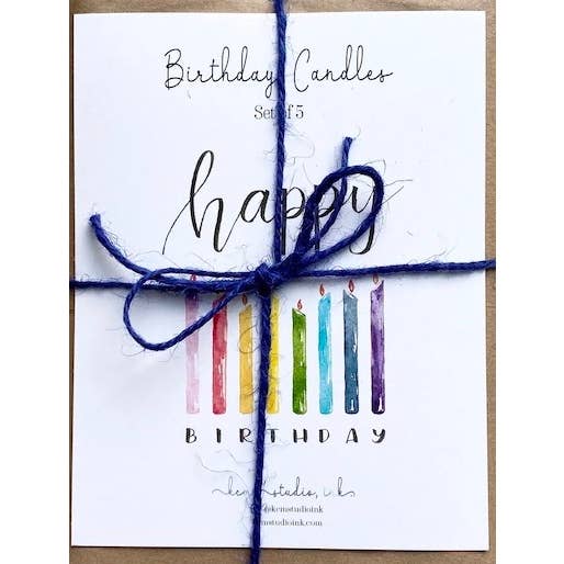 Bougie d'anniversaire arc-en-ciel 5 cartes pour la vente par KCM Studio INK