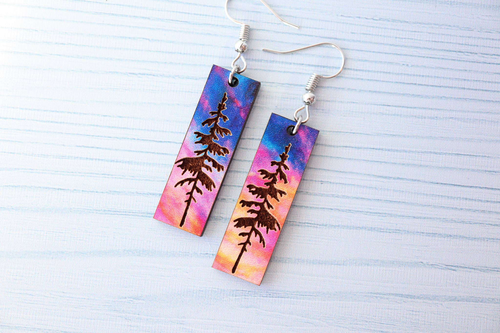 Nine Mile Creative - Wholesale Dangle Earrings - Aurora Pine Forest Wood Dangle Earrings Pendant4