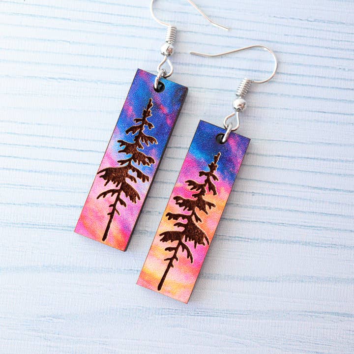 Nine Mile Creative - Wholesale Dangle Earrings - Aurora Pine Forest Wood Dangle Earrings Pendant4