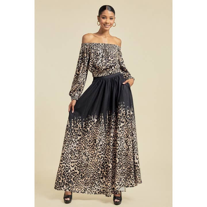 ANIMAL PRINT MAXI SKIRT AND TOP SET for wholesale by DORCAS