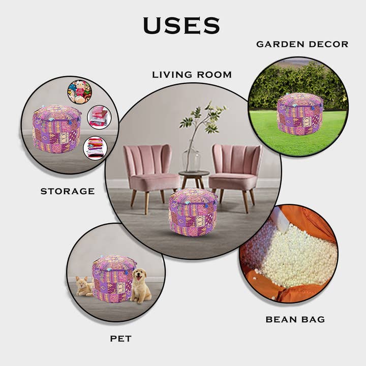 Aakriti Inc. - Wholesale Pouf - Aakriti Gallery Indian Pouf Footstool Ethnic Pouf Cover36