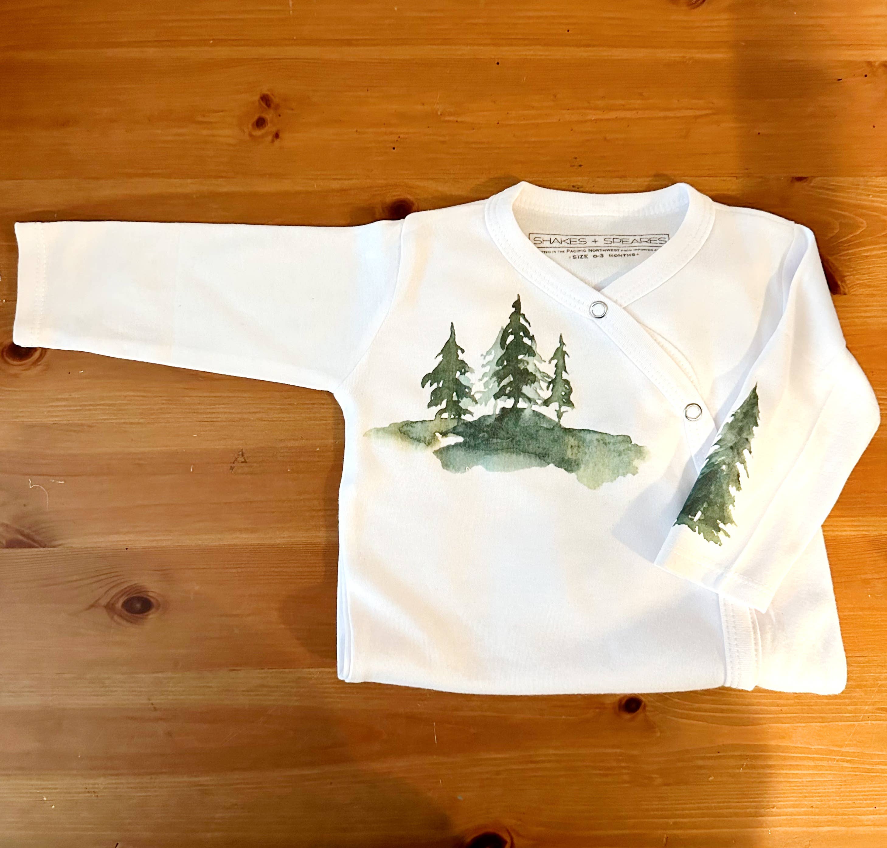 Cloud White Baby Footed Romper - Watercolor Forest for wholesale on Faire1