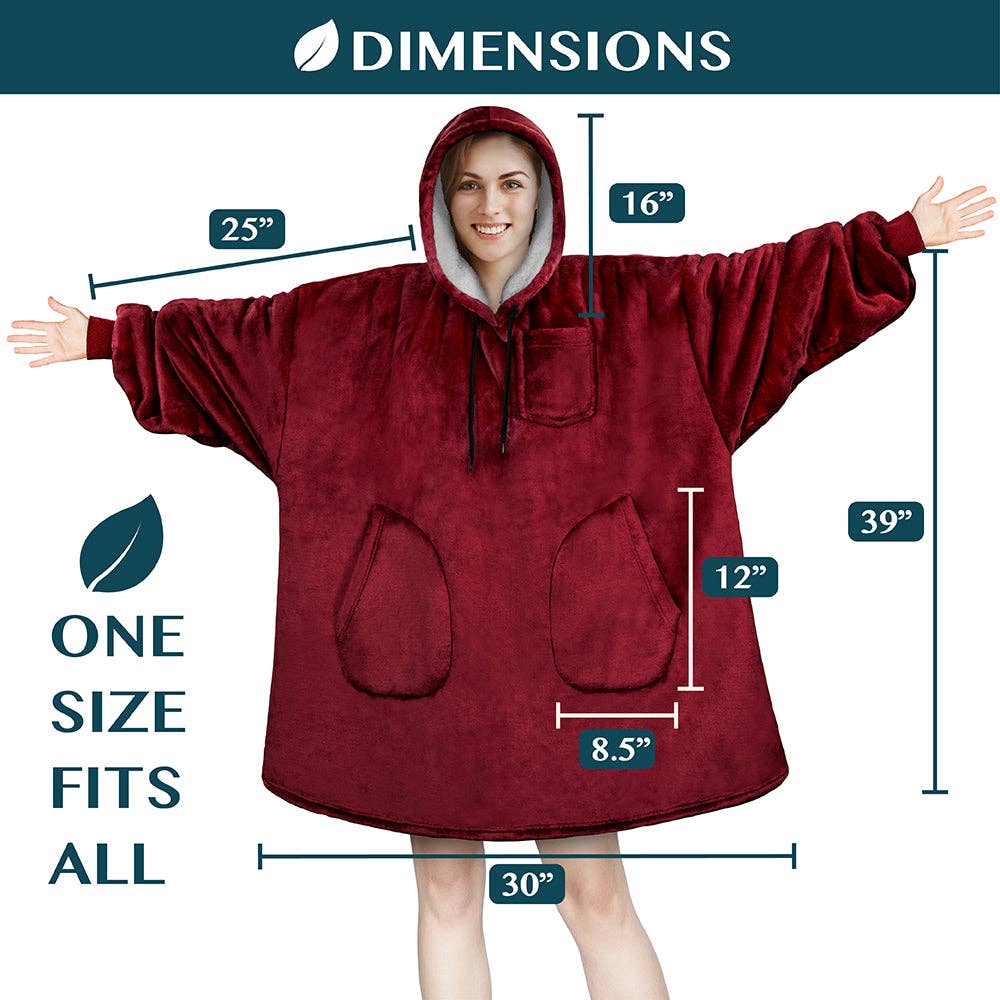 Pavilia - Wholesale Hoodie - Women's - Chest Pocket Sherpa Hoodie Blanket - Patch Pocket (Regular / Long)86