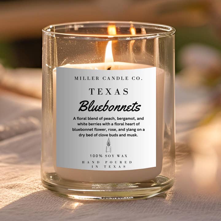 Texas Bluebonnets Candle for wholesale by Miller Candle Co.
