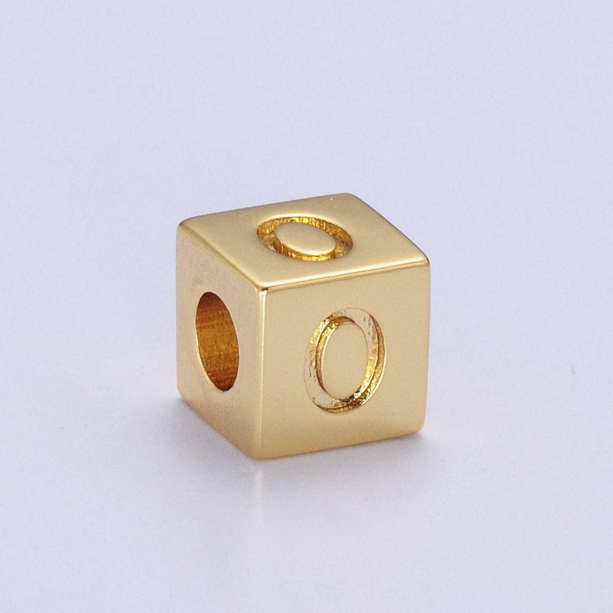 Aim Eternal - Wholesale Individual Charm/Pendant - Gold Initial Letter Alphabet 6.2mm Block Beads Charm Connector For Jewelry Making Component Supply A-A1145-A-A115714