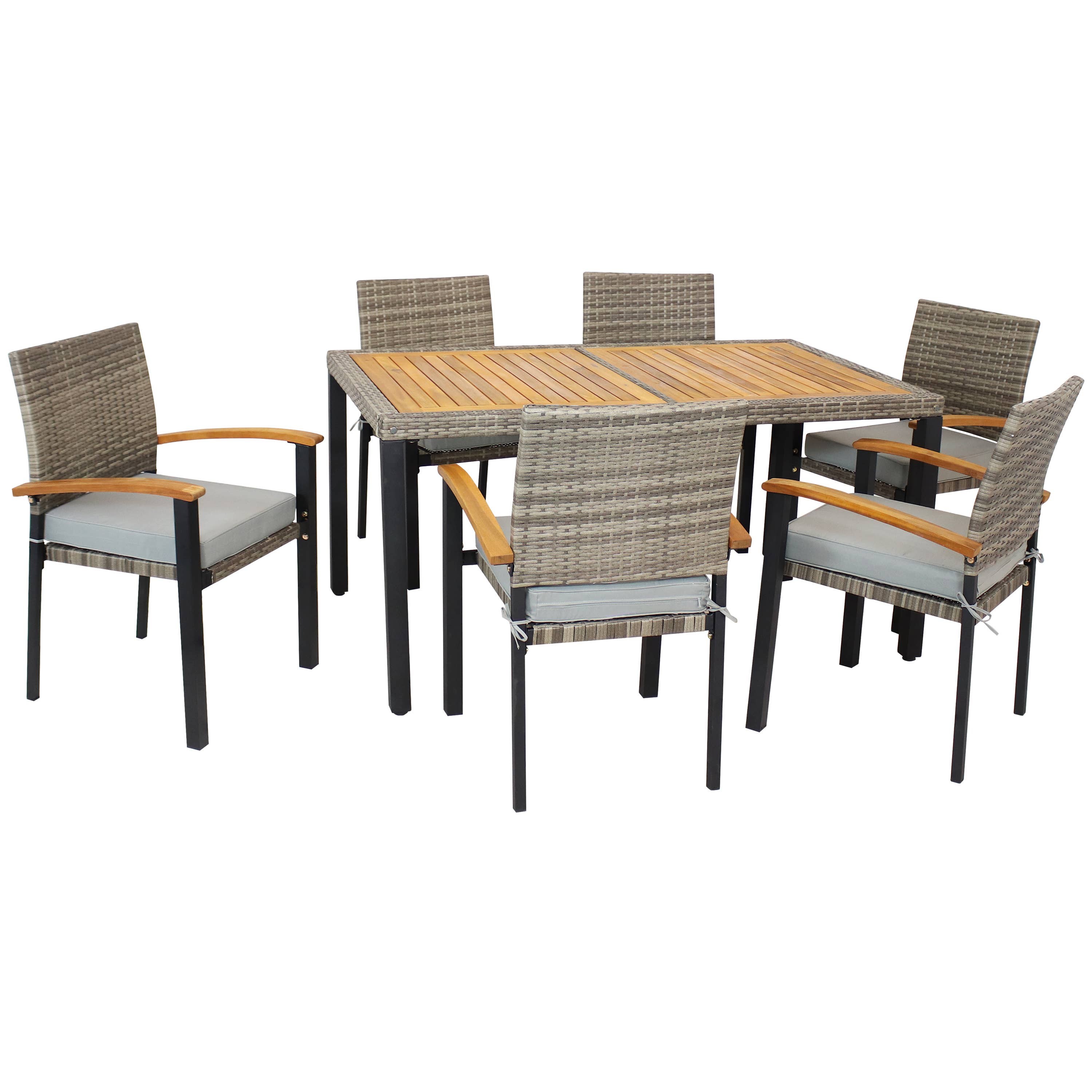 Sunnydaze Decor - Wholesale Patio Set - Carlow 7-Piece Patio Dining Set - Gray/Stone Gray1