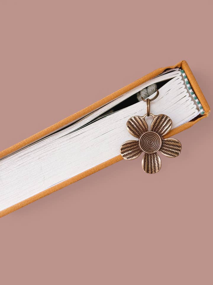 Bronze Flower Charm Bookmark - Mother's Day, Spring Gifts for wholesale by Offhand Fibers