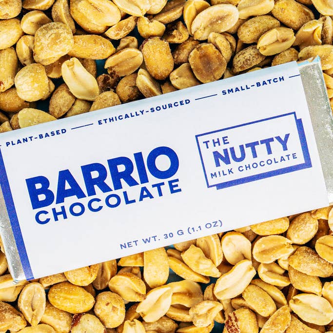 THE NUTTY M!lk Chocolate for wholesale by Barrio Chocolate