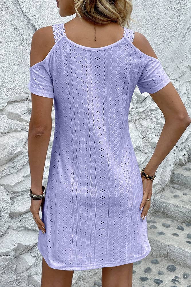 UNISHE - Vente Robe – femme - Robe à épaules dénudées en dentelle jacquard unie ZK8215