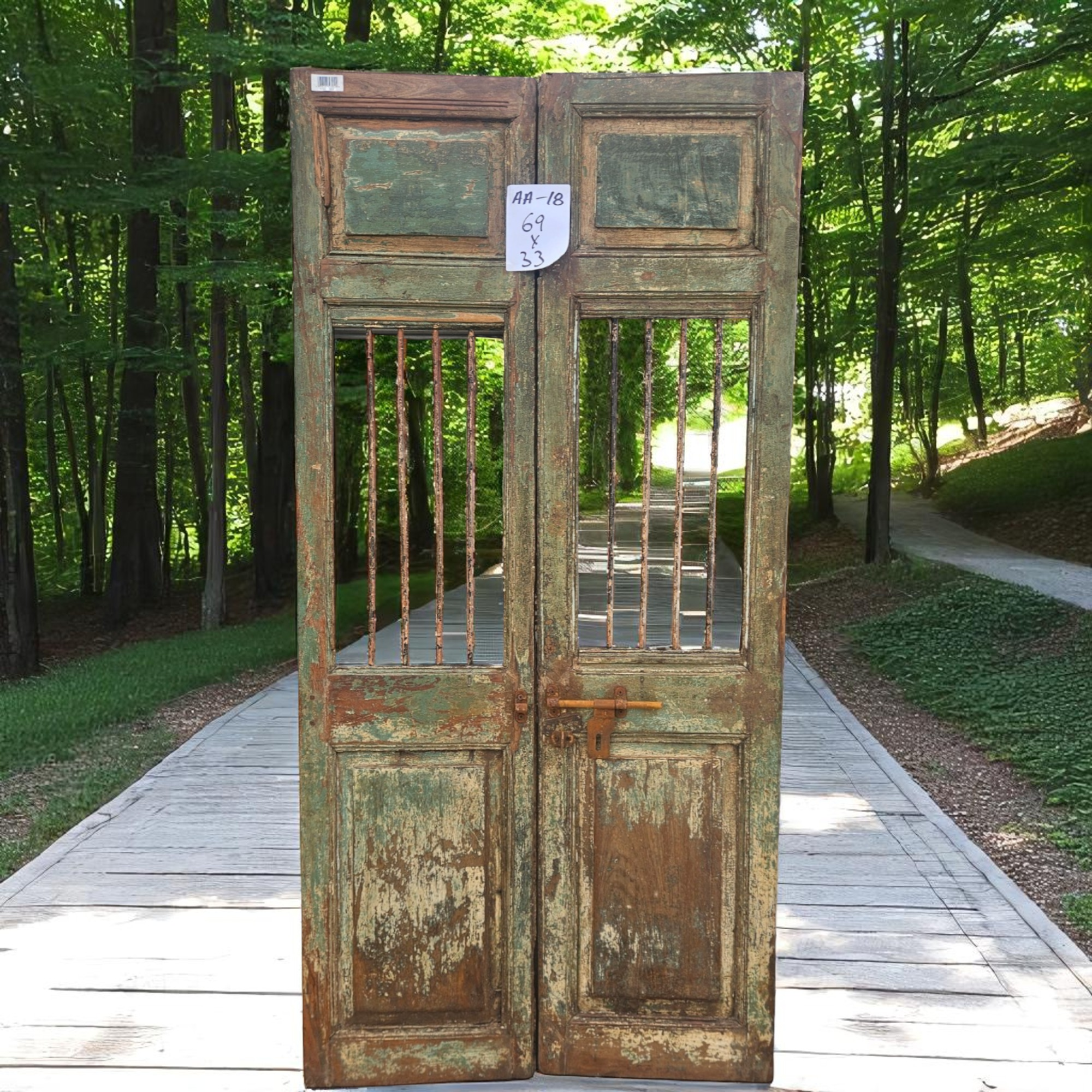 Wilco Home - Wholesale Wall Accent - One-of-a-kind Vintage Solid Wood Doors with Iron Protectors22