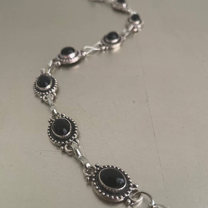 Vintage Oval Black Onyx Trucker Hat Chain for wholesale by The Onion Patch