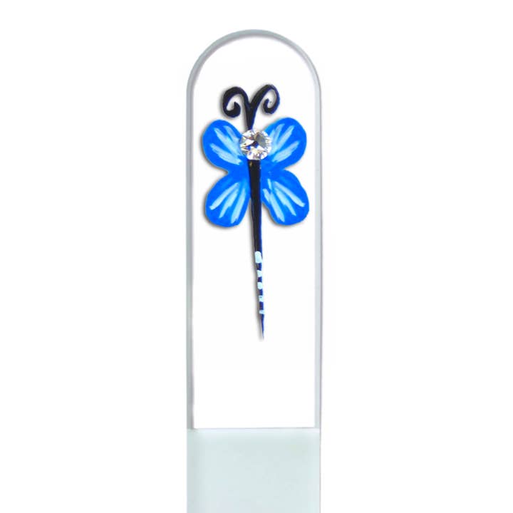 Classy Nail Files - Wholesale Nail File - Blue Dragonfly Swarovski Crystal Handpainted Czech Nail File