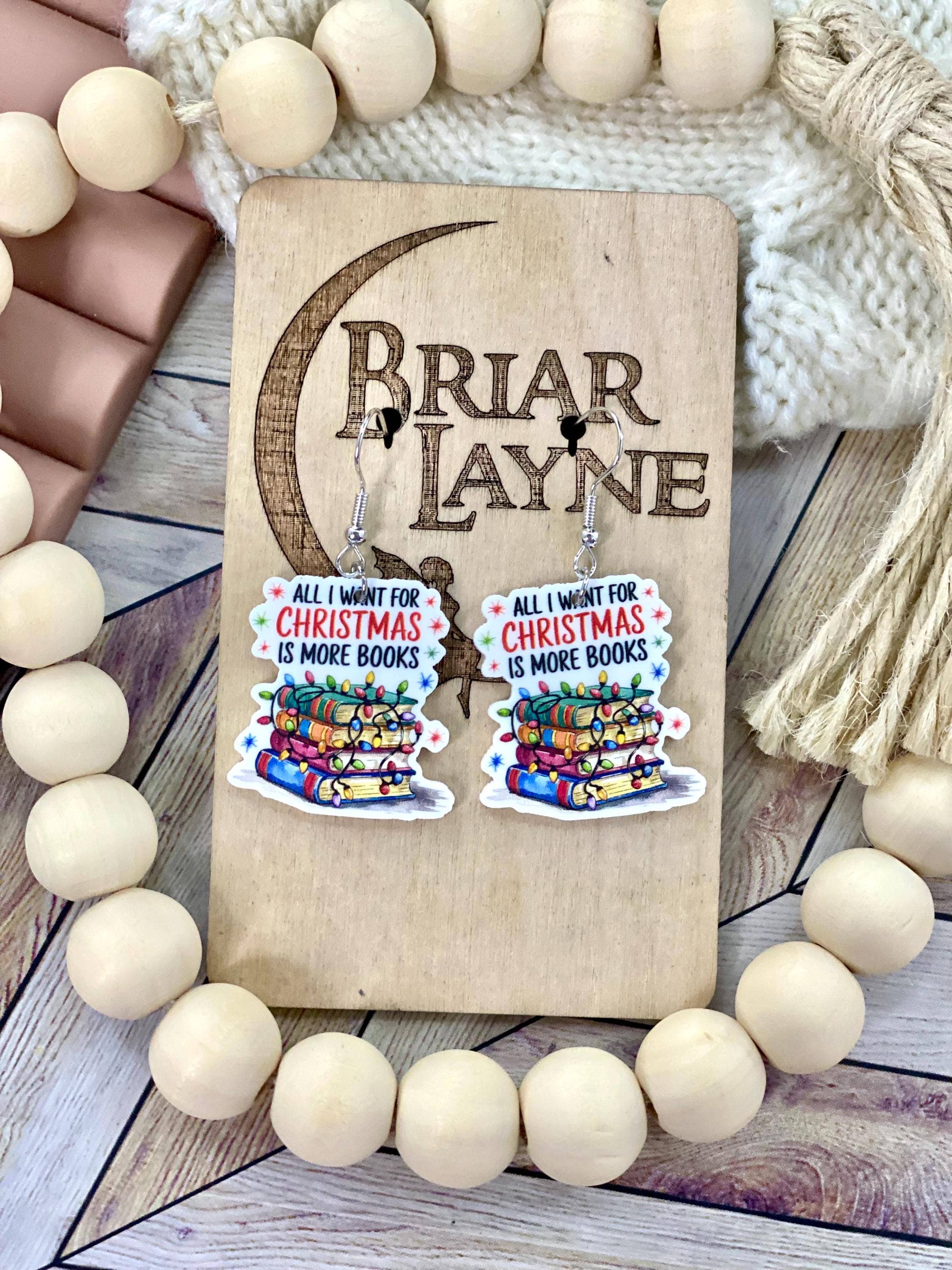 Briar layne - Wholesale Dangle Earrings - Christmas Book Lover Earrings6
