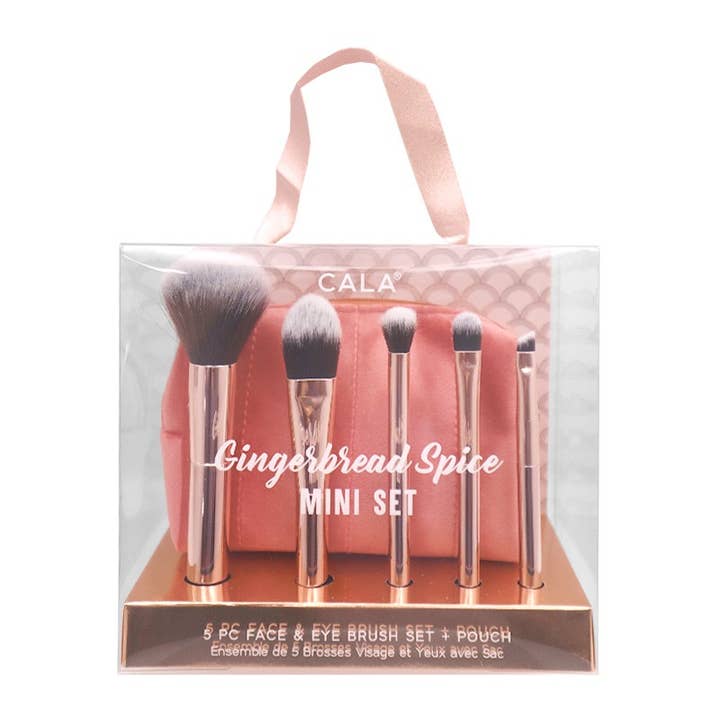 PINEAPPLE Beauty - Wholesale Makeup Brush Set - CALA 76861 Gingerbread Spice Mini Brush n Pouch Set - 6