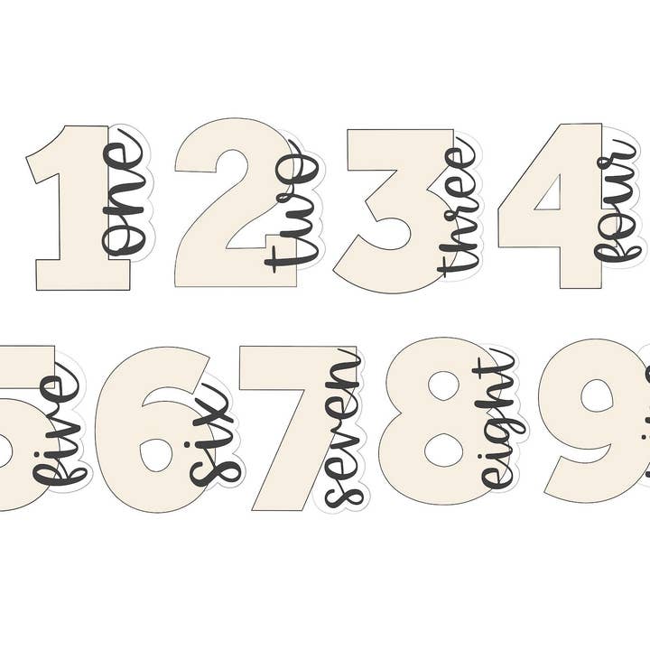 Numbers 1-9 with font for wholesale by Maison’s Custom Cutters