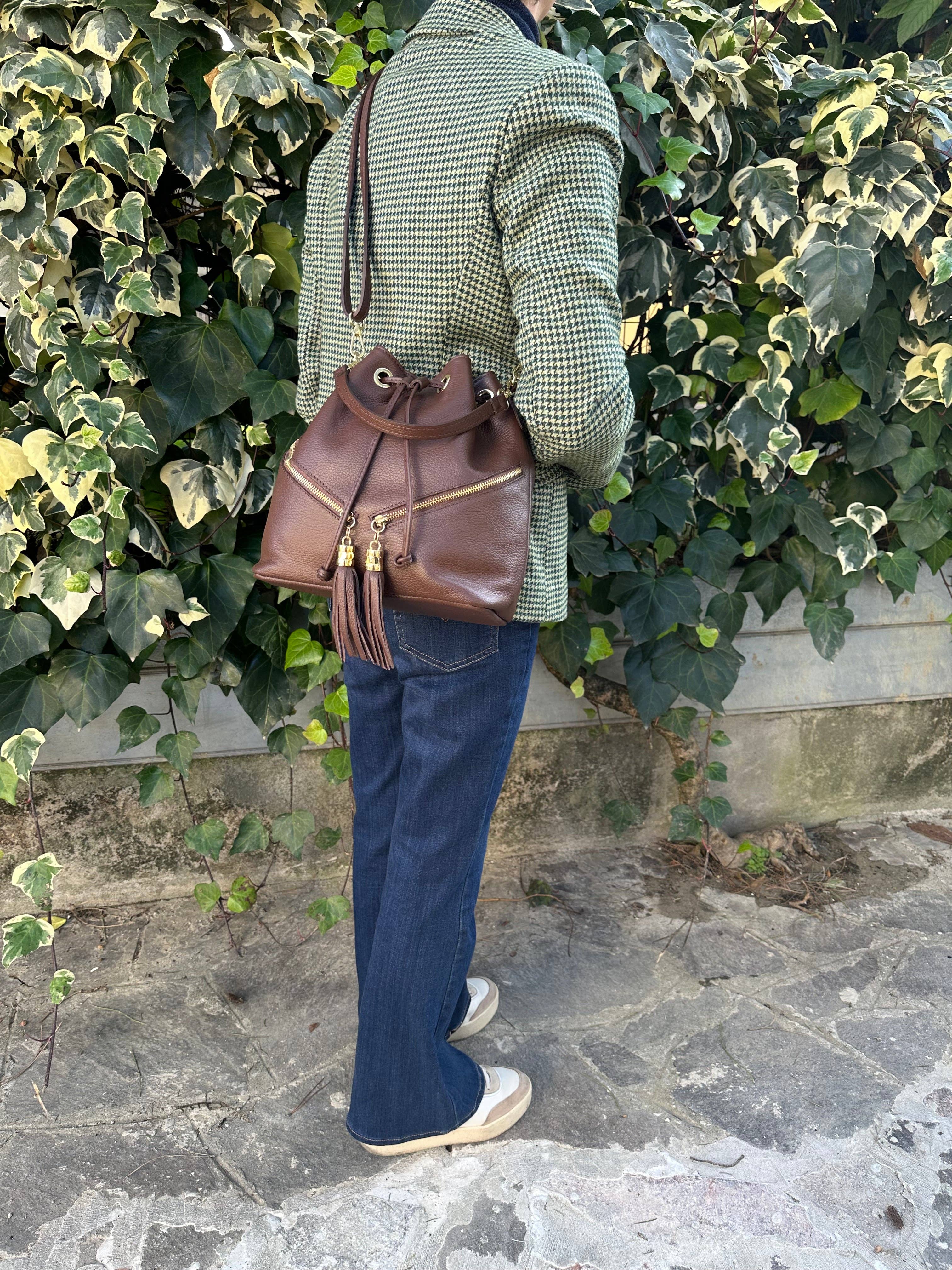 Zhade – Bolsa de ombro – Mulher por atacado – LINA- balde em pele genuína4