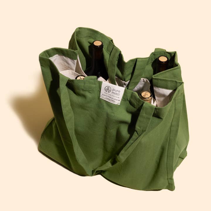 Pure Mitti - Wholesale Tote Bag - Unisex - Sustainability Love:Multi-Pocket Cotton Tote Sage Green