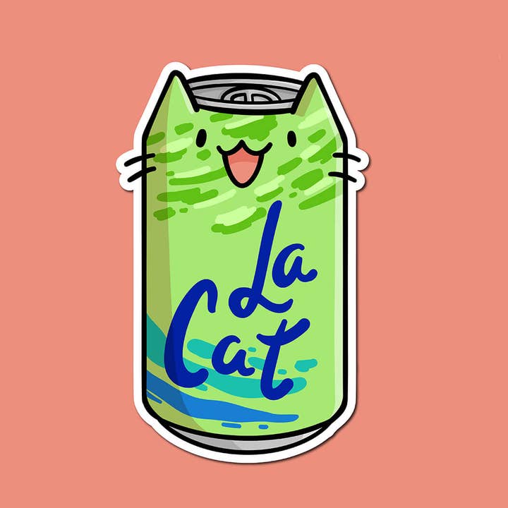 La Cat Lime Vinyl Sticker for wholesale by Shop Emily M