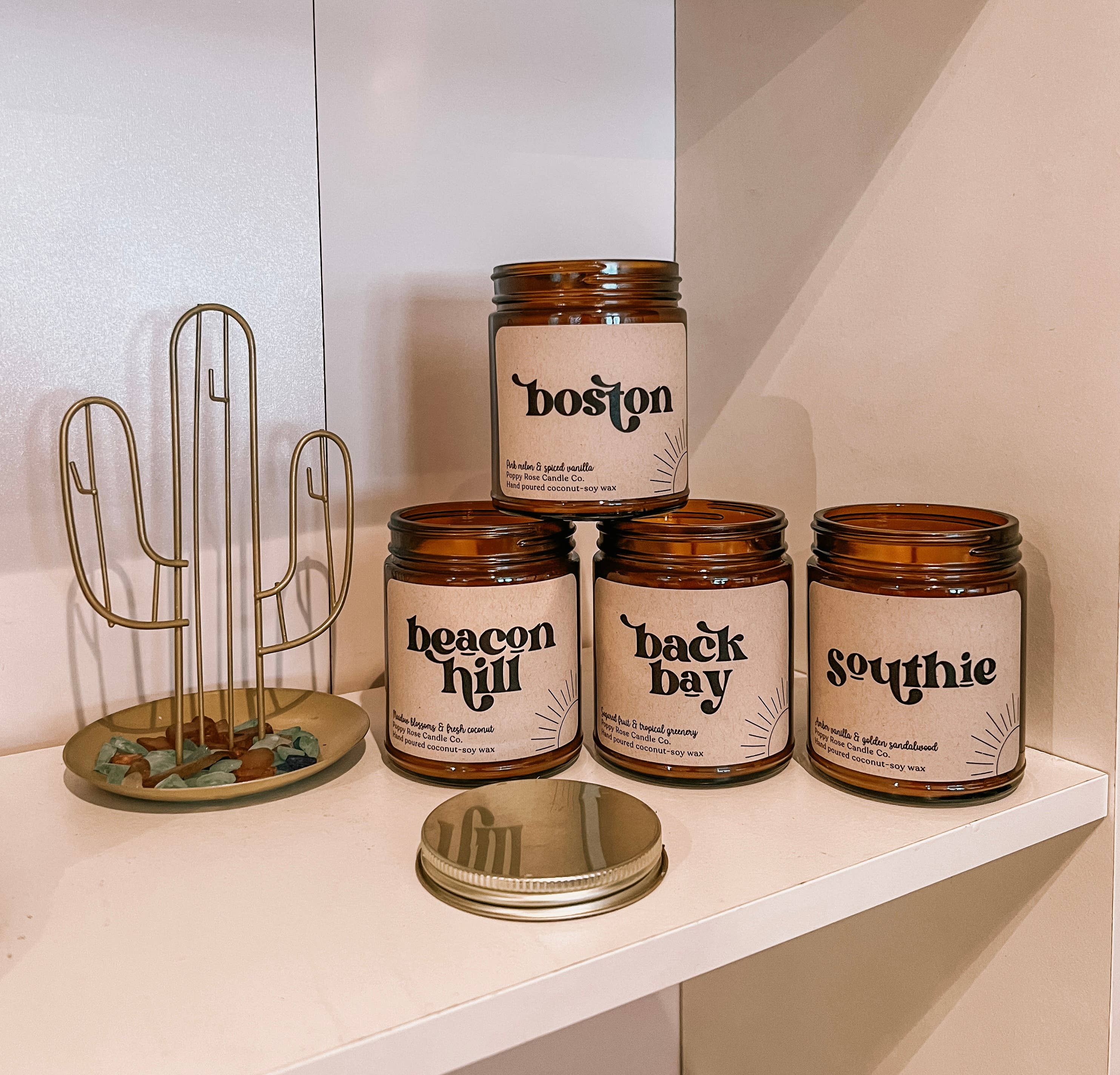 Poppy Rose Candle Co. - Venta al por mayor Velas en tarros - *MENSAJE ANTES DE REALIZAR EL PEDIDO* Velas personalizadas. Tarro ámbar de 8 oz6