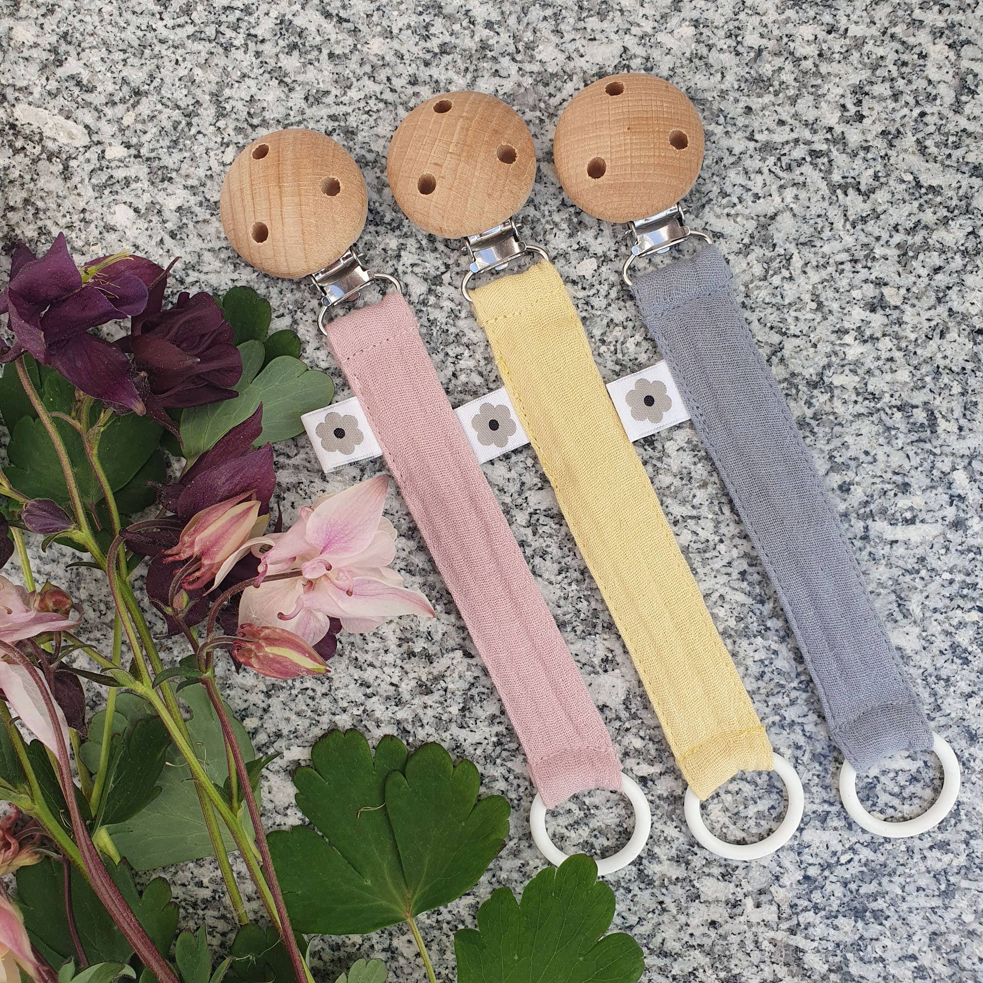 Summerville organic - Wholesale Pacifier Clip - Baby - Organic Pacifier Clip Muslin Pale Mauve14