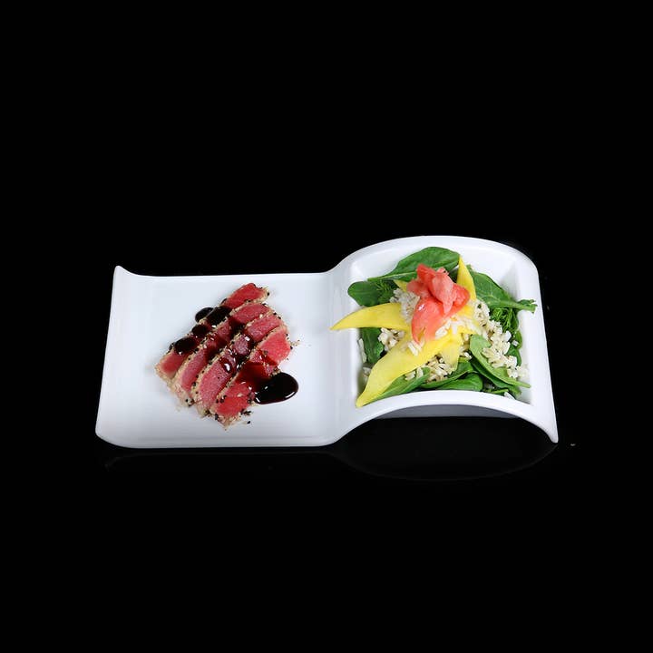 Little White Dish - Wholesale Salad Plate - Sectional Salad Plate-Set of 4