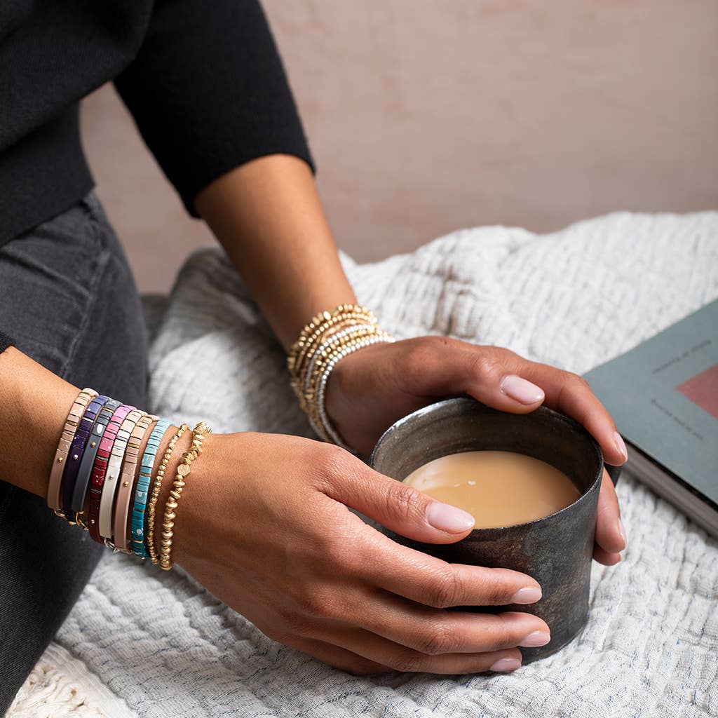 Scout Curated Wears - Wholesale Beaded Bracelet - Good Karma Ombre Bracelet - Strength & Grace Charcoal/Gold4
