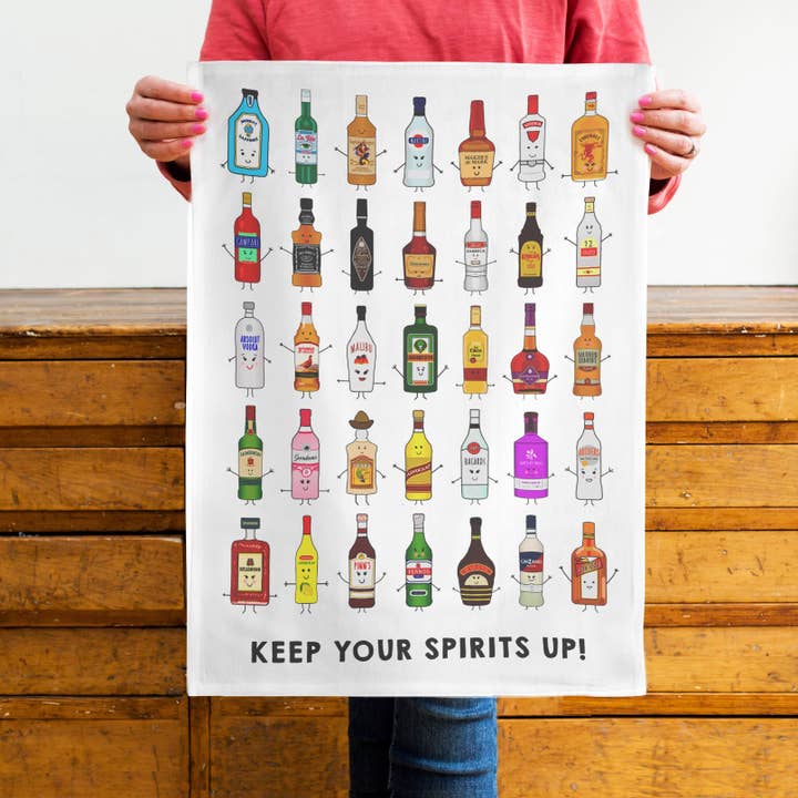 'Keep Your Spirits Up' Tea Towel for wholesale by Of Life & Lemons