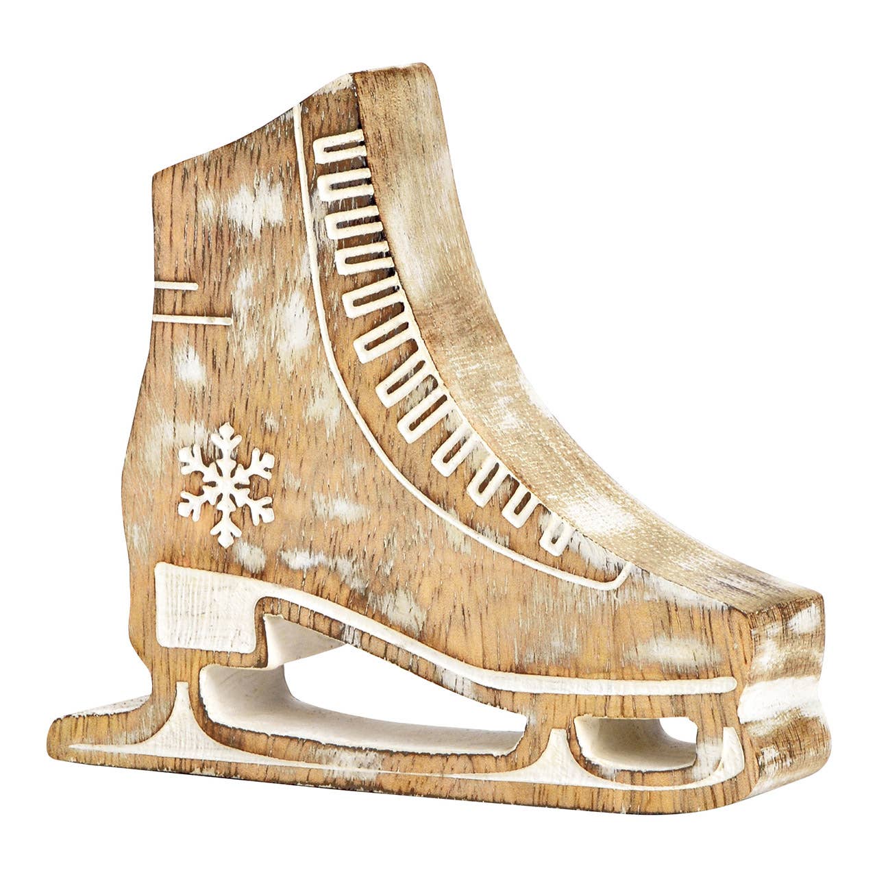 Wurm - Wholesale Decorative Figurine - Ice skate made of mango wood white (W/H/D) 12x10x2cm0