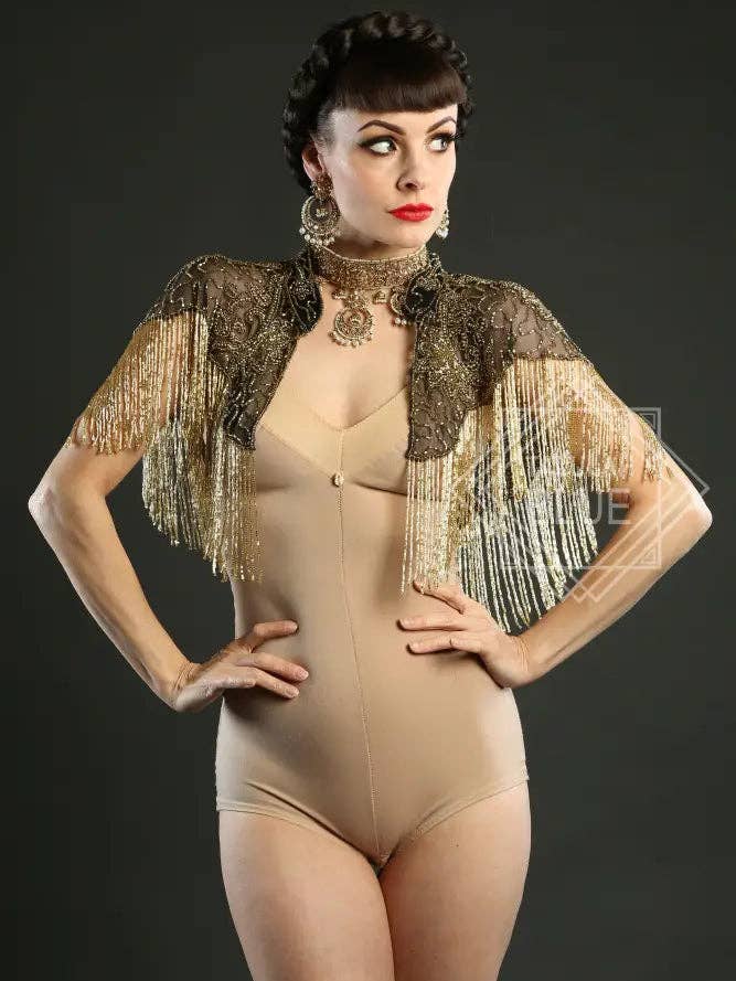 Talulah Blue - Wholesale Cape - Women's - Black & Gold Sequin Cape1