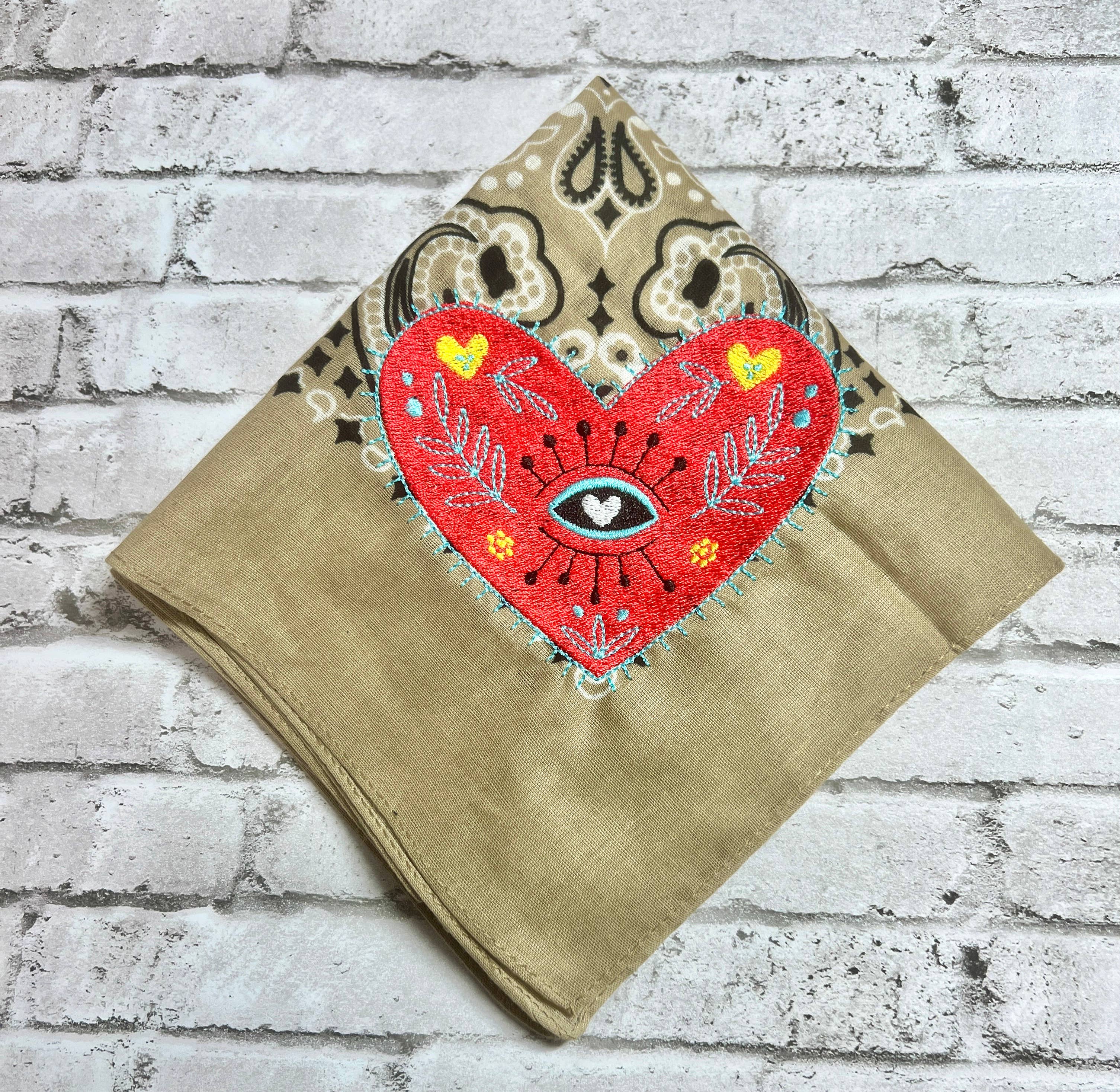 The Funky Soul - Wholesale Bandana - Unisex - Personalized Embroidered Boho Heart Custom Name Bandana 2
