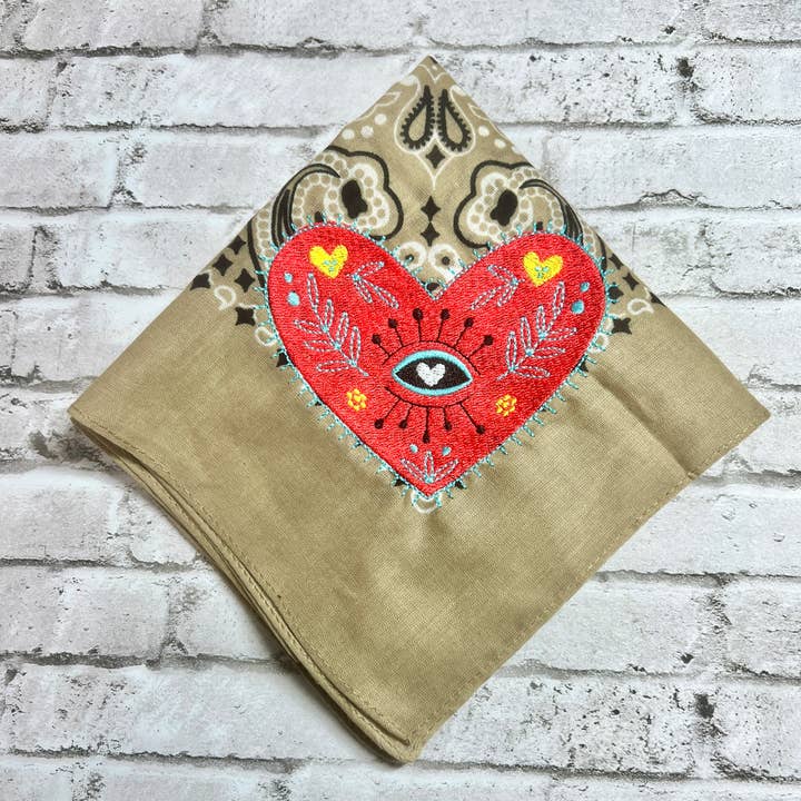 The Funky Soul - Wholesale Bandana - Unisex - Personalized Embroidered Boho Heart Custom Name Bandana 2
