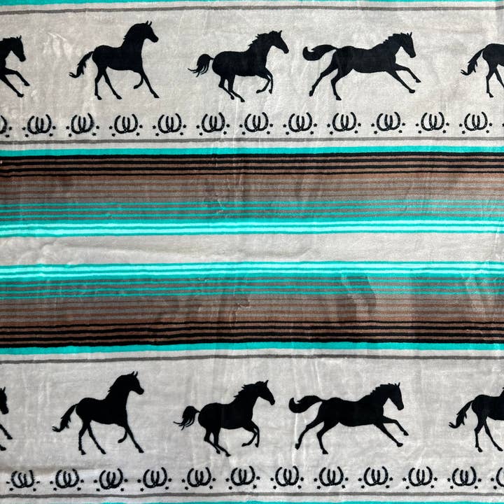 Couverture super douce en peluche taille king avec cheval courant sud-ouest turquoise pour la vente par Sunshine Home Textile
