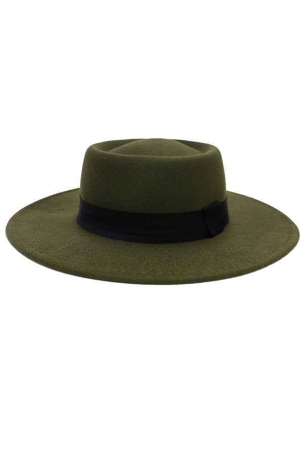 Cap Zone - Wholesale Fedora - Women's - Bolero Felt Pork Pie Crown Hat-Black Band3