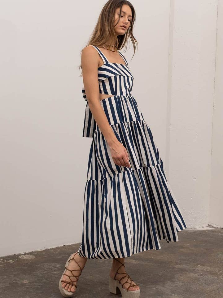 VESTIDO MIDI FOLHADO por atacado de Moon River