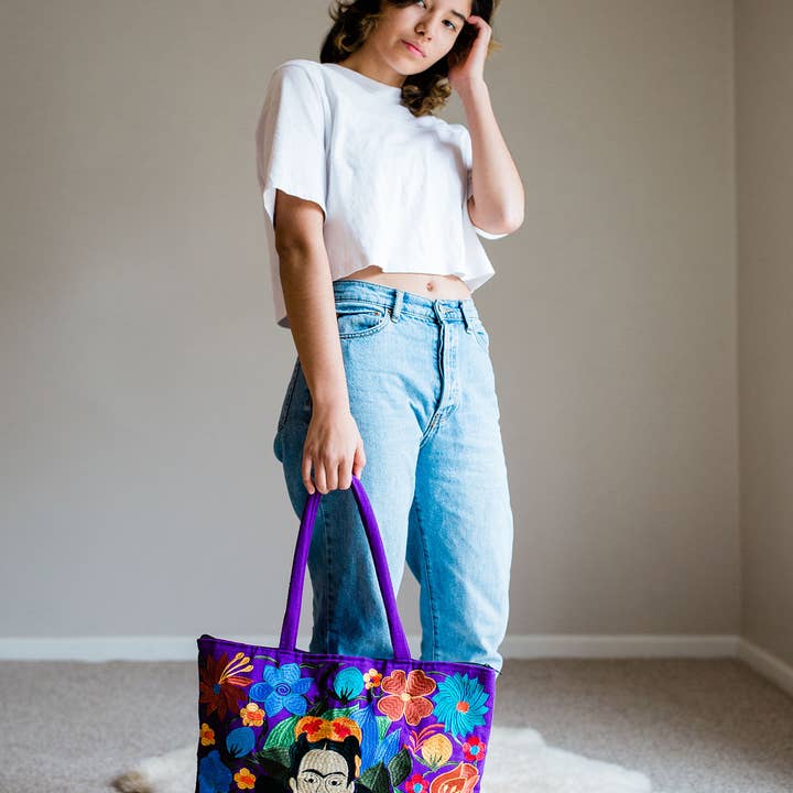 Lucia's Imports - Wholesale Tote Bag - Women's - Frida Kahlo Embroidered Tote Bag3