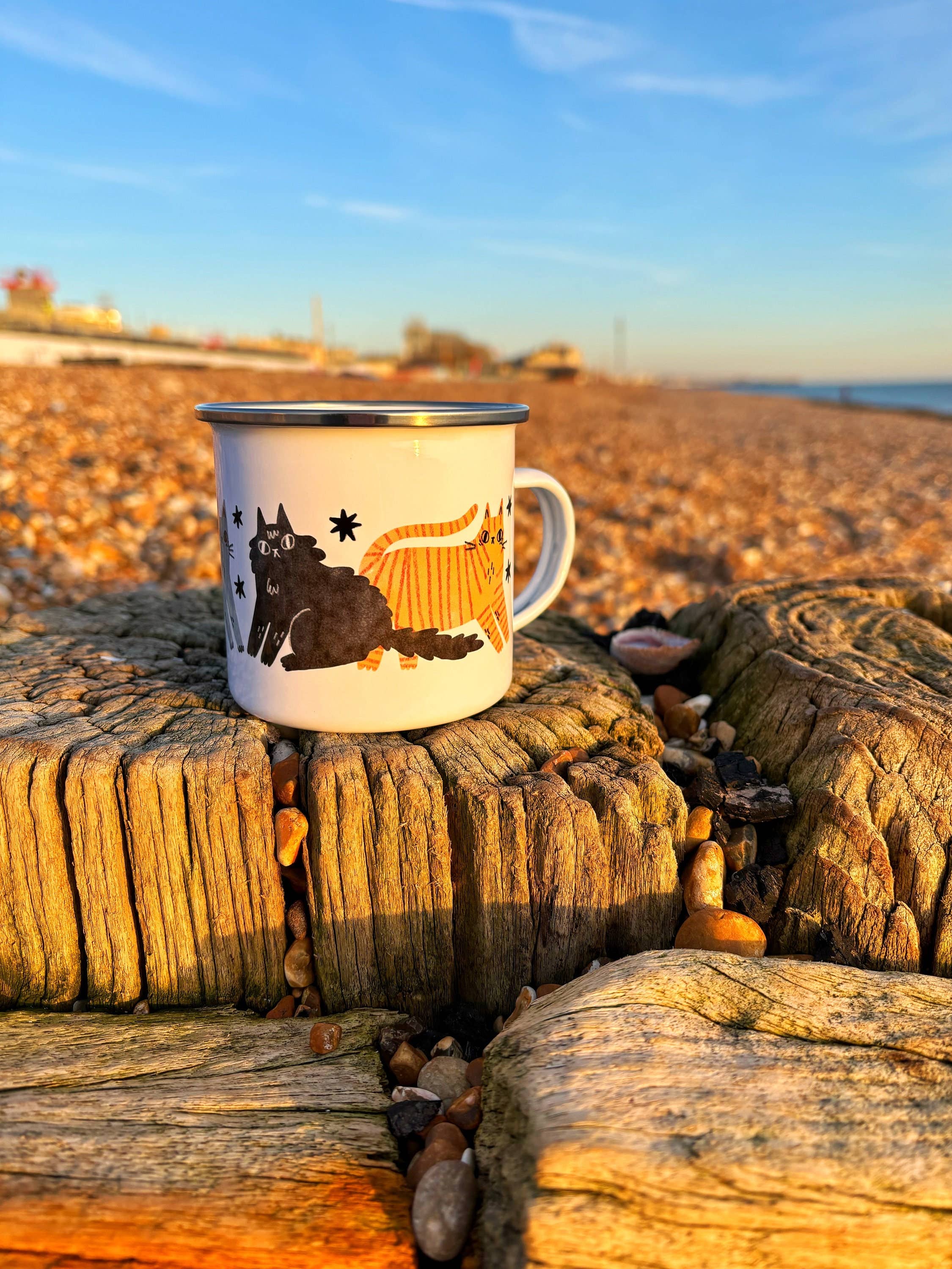 I LIKE CATS - Wholesale Coffee Mug - Illustrated Cat Enamel Camping Mug4