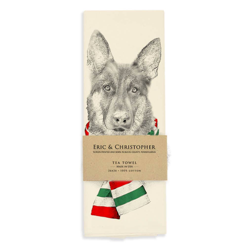 Eric & Christopher - Wholesale Tea Towel - German Shepherd with Red Scarf Tea Towel 2