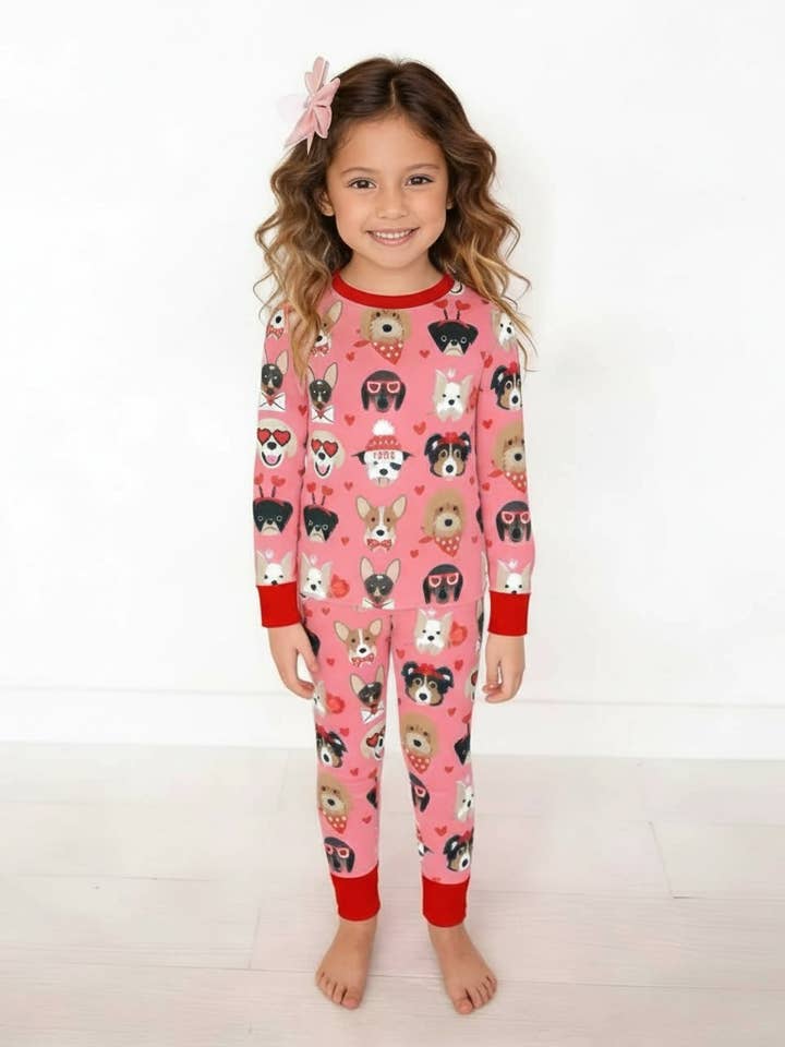 Hvalpekærlighed (Langærmet natdragt) - Varm Rose for engroshandel hos DreamLet