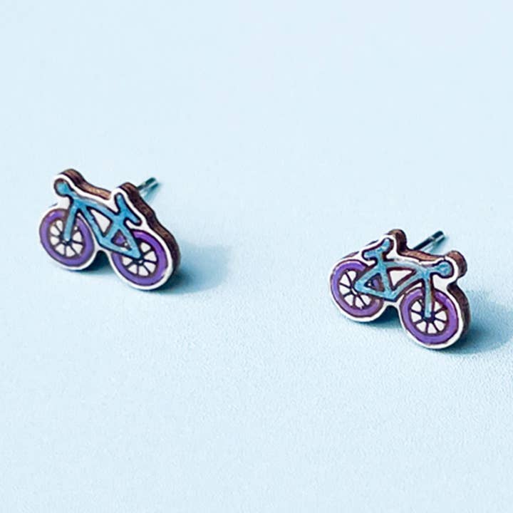 Orecchini a Forma di Bicicletta - Gioielli in Legno per la vendita all'ingrosso da parte di PinTonik