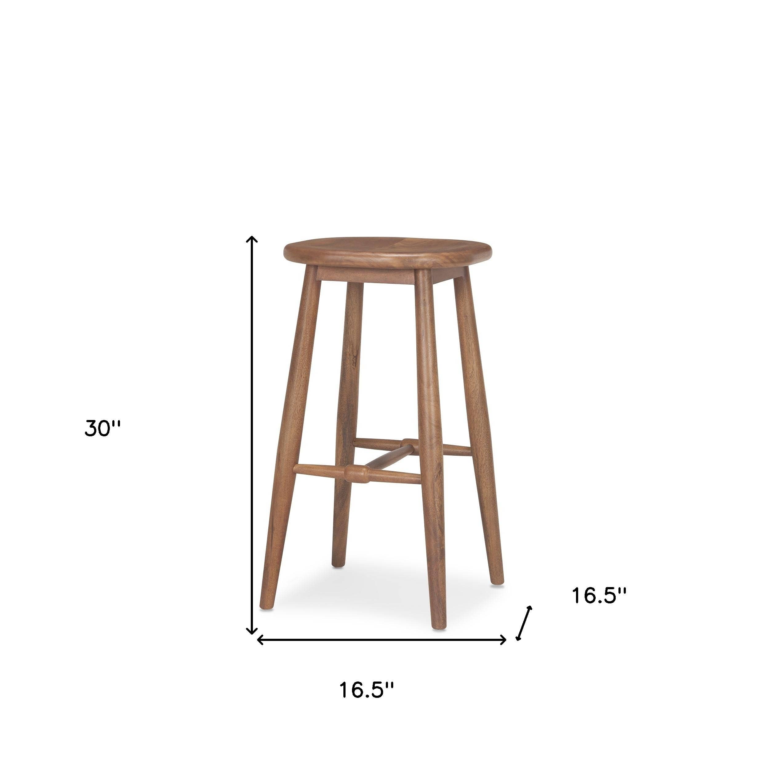 HomeRoots - Venta al por mayor Sillas - Taburete de bar sin respaldo de 30" de altura de madera maciza natural.2
