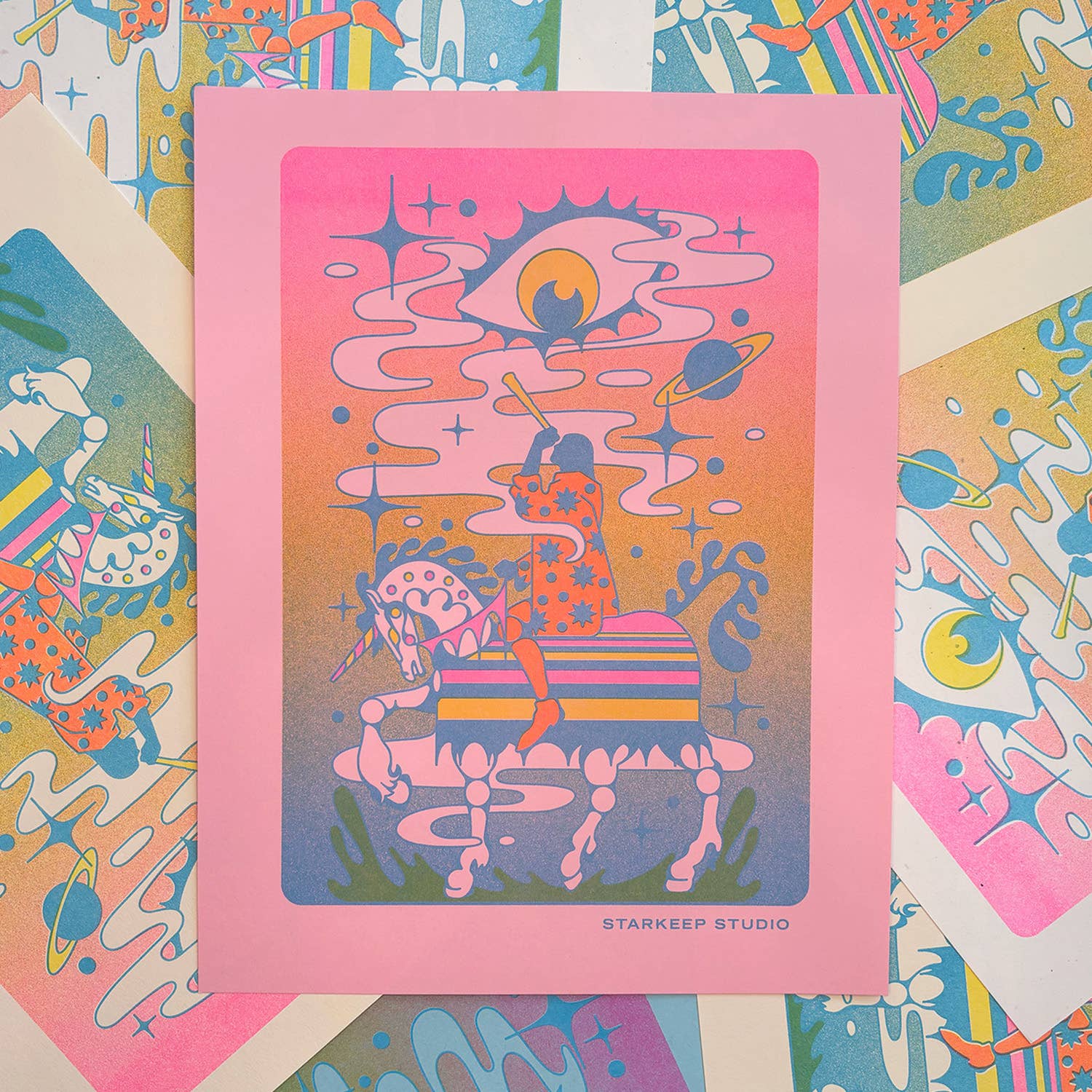 StarKeep Studio - Wholesale Art Print - Seeker Risograph Print | 8.5x11 Riso Print3
