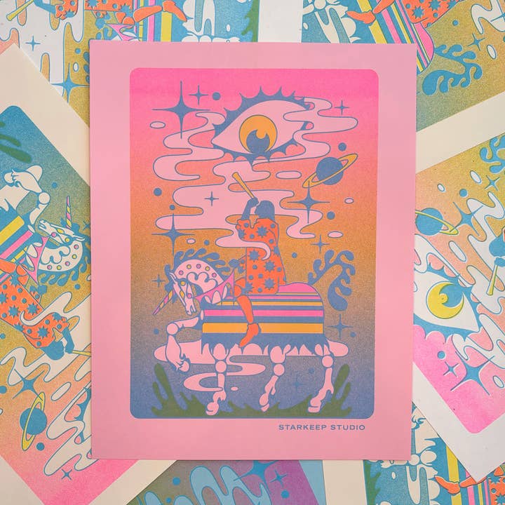 StarKeep Studio - Wholesale Art Print - Seeker Risograph Print | 8.5x11 Riso Print3
