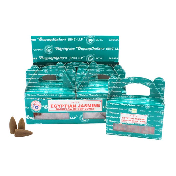 Satya Egyptian Jasmine Backflow Dhoop Cones for wholesale by Green Tree